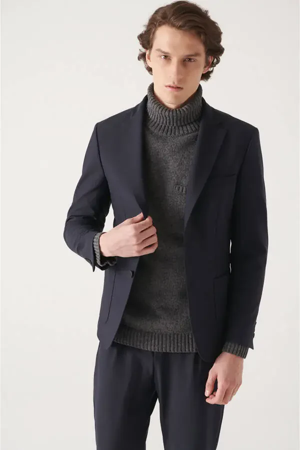 Erkaklar uchun ko'k suv o'tkazmaydigan astarsiz ko'ylagi A22y4011 - 2