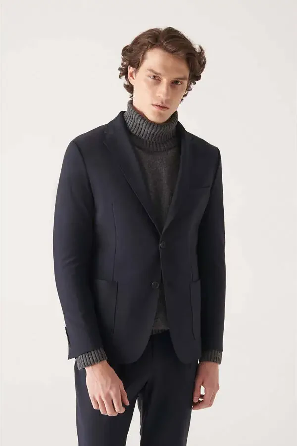 Erkaklar uchun ko'k suv o'tkazmaydigan astarsiz ko'ylagi A22y4011 - 4