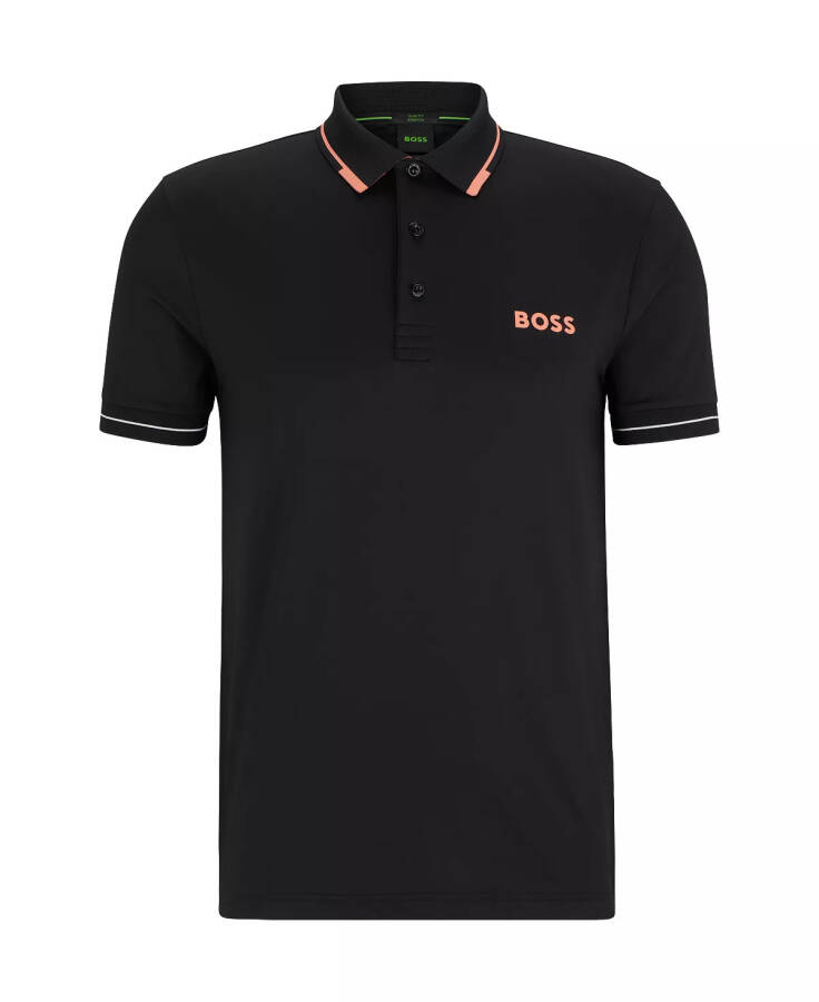 Erkaklar uchun Kontrast Logo Slim Fit Polo Ko'ylak Qora - 8