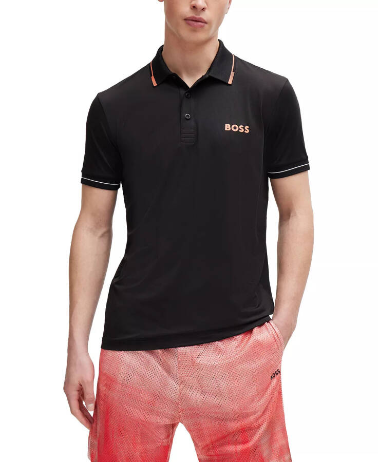 Erkaklar uchun Kontrast Logo Slim Fit Polo Ko'ylak Qora - 1