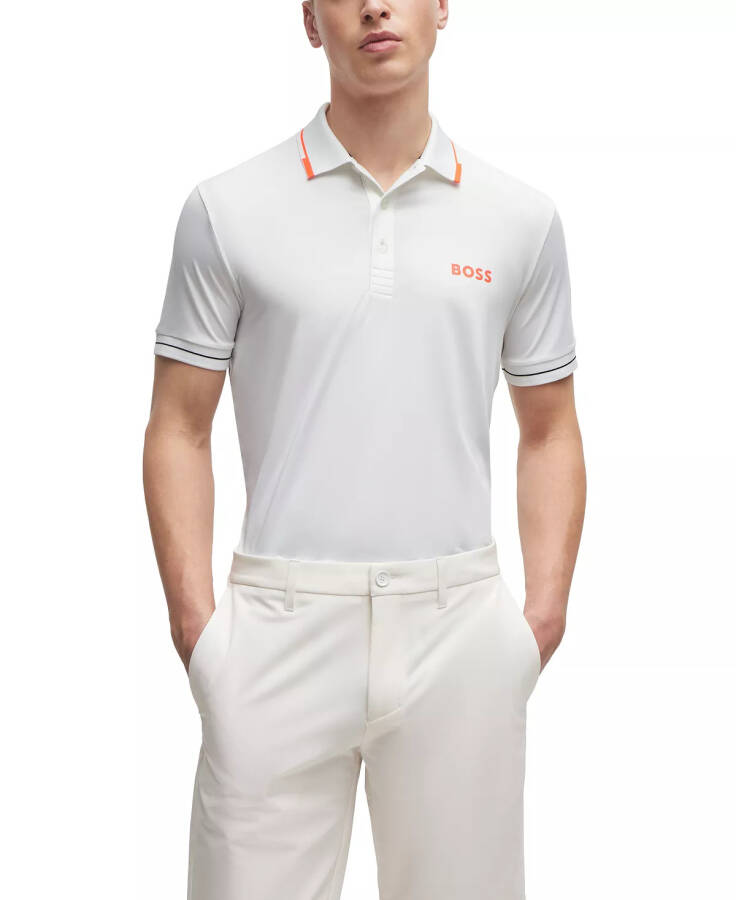 Erkaklar uchun Kontrast Logo Slim Fit Polo Ko'ylak Tabiiy - 1