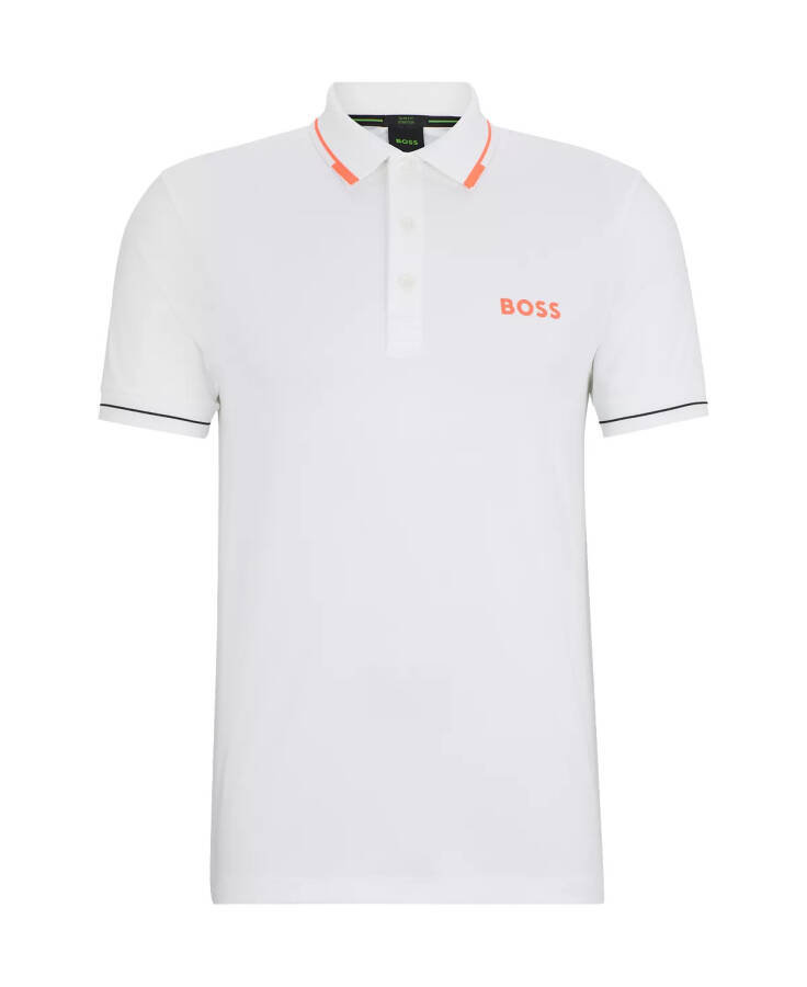 Erkaklar uchun Kontrast Logo Slim Fit Polo Ko'ylak Tabiiy - 4