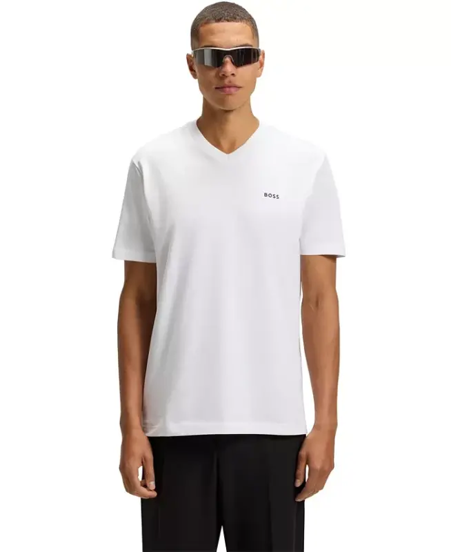 Men's Contrast Logo Regular-Fit T-Shirt-White - 3
