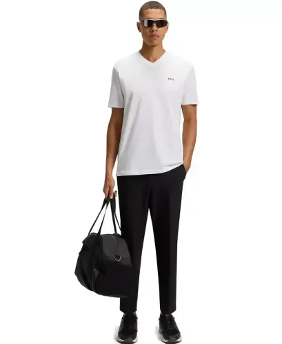 Men's Contrast Logo Regular-Fit T-Shirt-White - 5