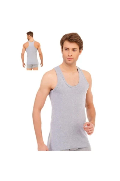 Erkaklar uchun kulrang 6 ta to'plam paxta ribana sport tank topi - TUTKU