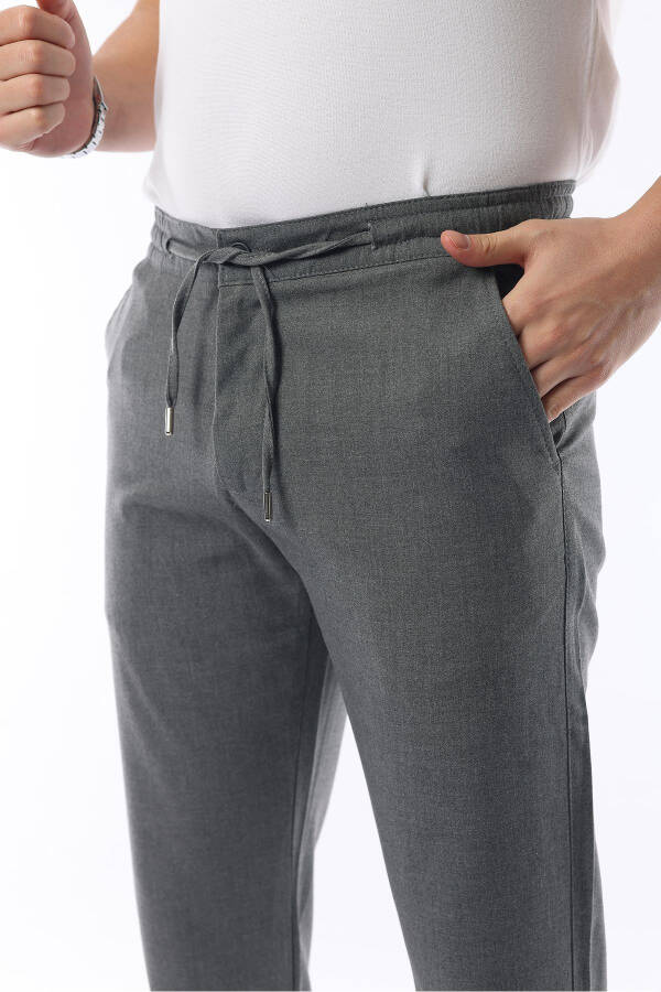 Erkaklar uchun kulrang jogger Slim Fit cho'ziluvchan likralı elastik belbog'li shim - 2