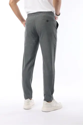 Erkaklar uchun kulrang jogger Slim Fit cho'ziluvchan likralı elastik belbog'li shim - 6