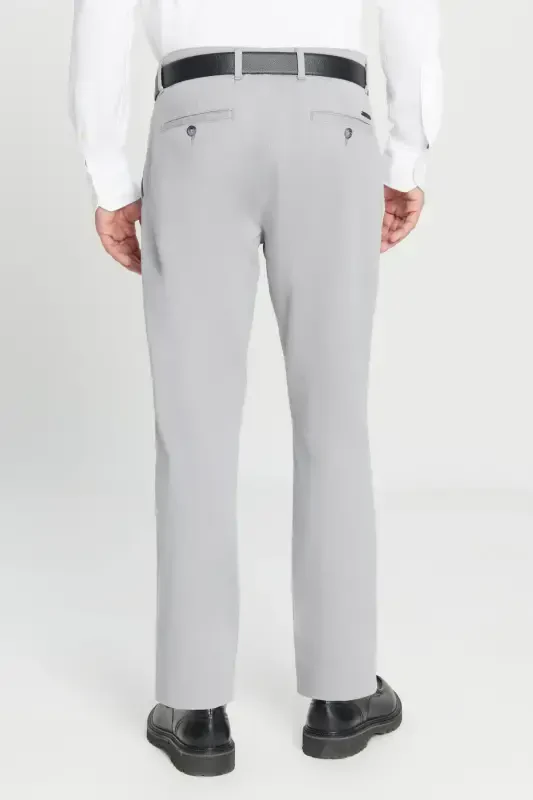 Erkaklar uchun kulrang Slim Fit tor kesilgan yon cho'ntakli paxta strech chino shimlari - 7