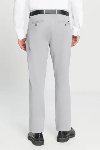 Erkaklar uchun kulrang Slim Fit tor kesilgan yon cho'ntakli paxta strech chino shimlari - 7