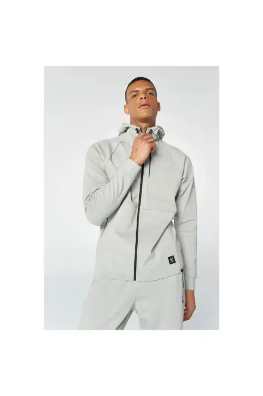 Erkaklar uchun Kulrang sviter 921647-2006 Modazonelt-mt Interval Zip Kapşonlu ko'ylagi - 3