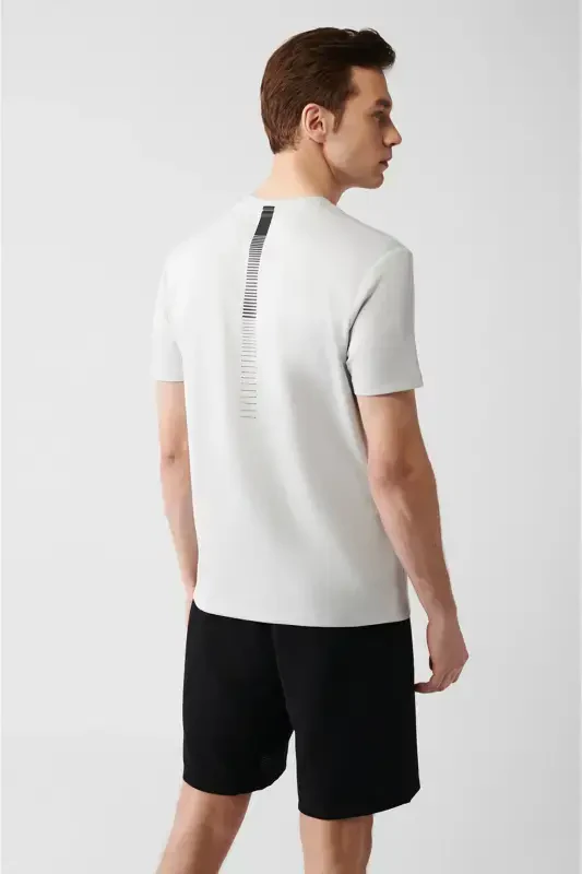 Erkaklar uchun kulrang T-shirt, bisiklet yoqasi, orqa va ko'krak qismida logotipli, regular fit B001040 - 4