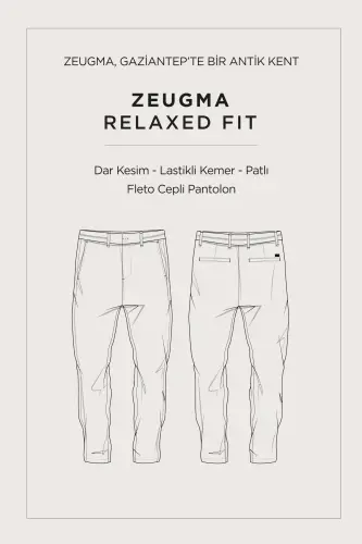 Erkaklar uchun kulrang Zeugma Slim Fit shim, elastik kamarli, 360 daraja cho'ziluvchan texnik mato A41y3077 - 8