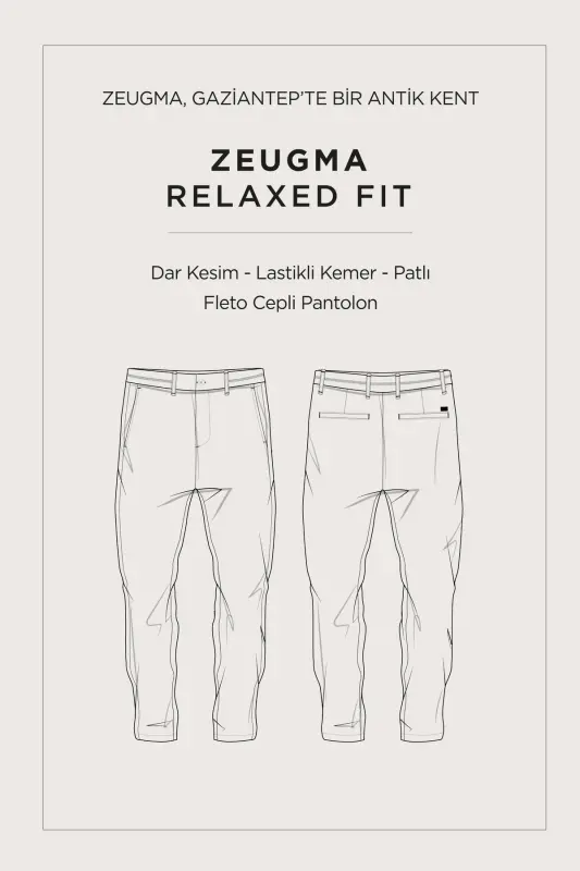 Erkaklar uchun kulrang Zeugma Slim Fit shim, elastik kamarli, 360 daraja cho'ziluvchan texnik mato A41y3077 - 8