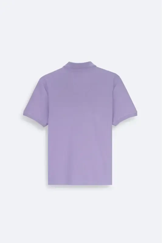 Erkaklar uchun lilac rangli 100% paxtadan tikilgan tez quriydigan oddiy o'lchamli burishmaydigan polo yoqali futbolka B001032 - 7