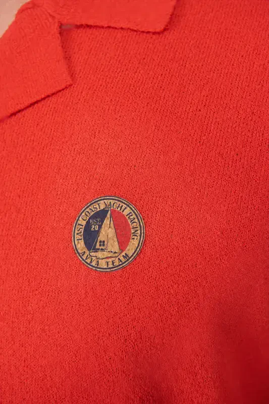 Erkaklar uchun marjon rangli triko T-shirt Apaj yoqasi to'qimalgan oddiy o'lcham A41y5066 - 5