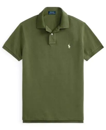 Men's Cotton Custom Slim Fit Mesh Polo Shirt - Supply Olive - 5