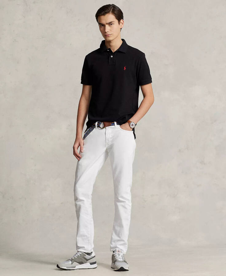 Erkaklar uchun Maxsus Slim Fit Mesh Polo Ko'ylagi Qora - 2