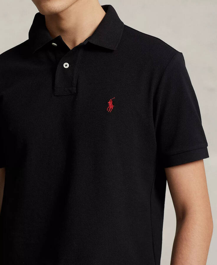 Erkaklar uchun Maxsus Slim Fit Mesh Polo Ko'ylagi Qora - 3