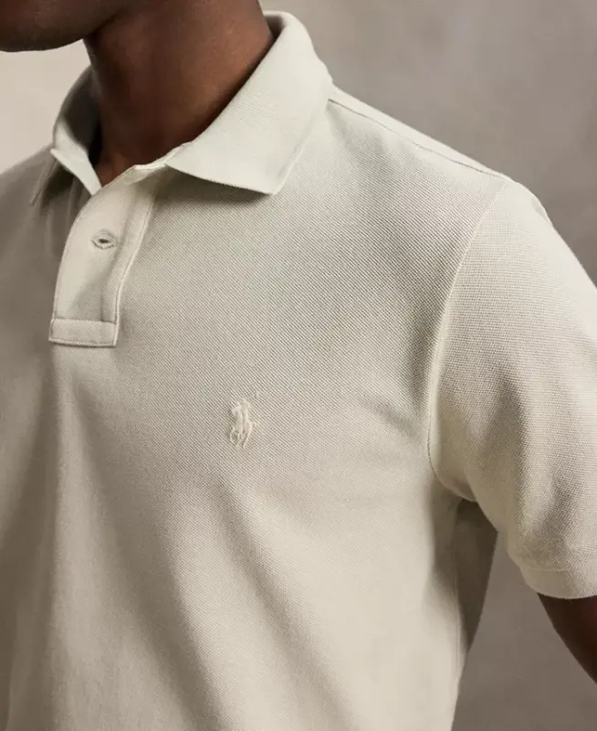 Men's Custom Slim-Fit Mesh Polo Shirt - Classic Stone/C8125 - 4
