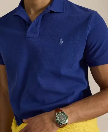 Men's Custom Slim-Fit Mesh Polo Shirt - Blue Yacht/C7553 - 3