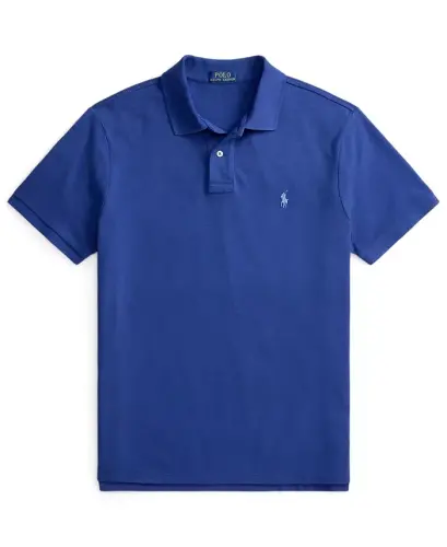 Men's Custom Slim-Fit Mesh Polo Shirt - Blue Yacht/C7553 - 5