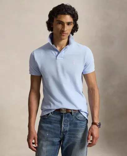 Erkaklar uchun maxsus torli torli polo ko'ylak - Pebble Blue 