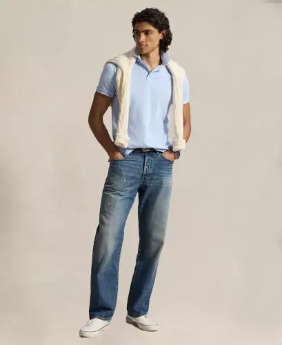 Erkaklar uchun maxsus torli torli polo ko'ylak - Pebble Blue - 2