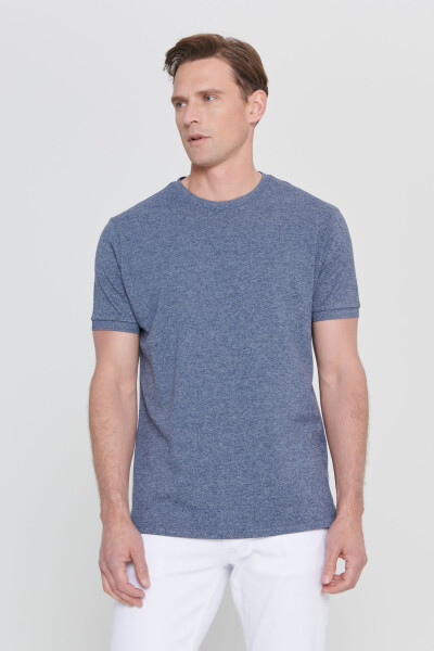 Erkaklar uchun melanj rangli slim fit tor kesimli bisiklet yoqali paxta pike futbolkasi - AC&CO / ALTINYILDIZ CLASSICS