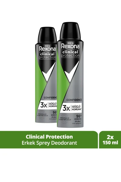 Erkaklar uchun Men Clinical Protection Sprey Deodoranti Confidence 96 soat himoya 150 Ml X2 - REXONA