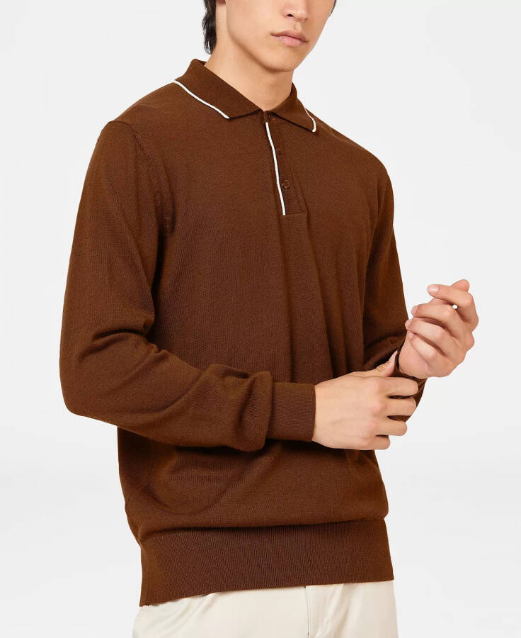 Erkaklar uchun Merino Yengil Tikilgan Polo Ko'ylak Utility Brown - 1