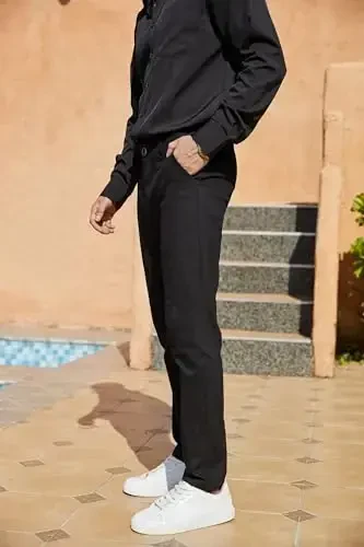 Erkaklar uchun moda tor bichimli kostyum shimlar kundalik biznes tor cho'zilgan shimlar golf shimlari - 4