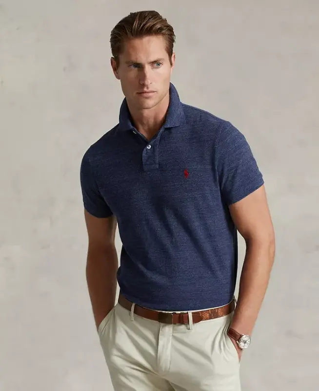 Erkaklar uchun moslashtirilgan ingichka mesh polo-klassik qora rang - POLO RALPH LAUREN