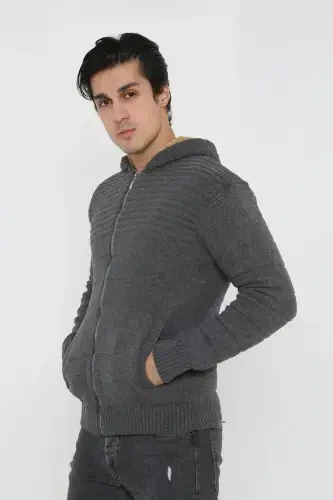 Erkaklar uchun mo'ynali ichki qavatli kaputli sport ko'ylagi - 3