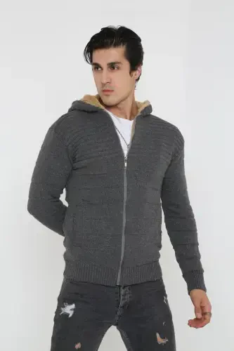 Erkaklar uchun mo'ynali ichki qavatli kaputli sport ko'ylagi - 4