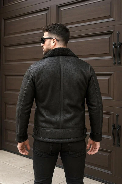 Erkaklar uchun mo'ynali süet charm ko'ylagi - 4