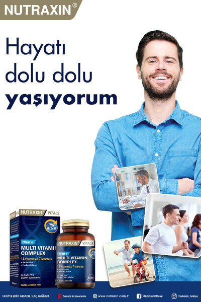 Erkaklar uchun Multi Vitamin va Minerallar Kompleksi Qo'shimcha Oziq-ovqat Mahsuloti 60 Tablet - NUTRAXIN (1)