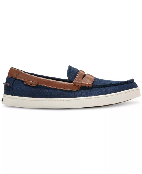 Erkaklar uchun Nantucket Slip-On Penny Loaferlari Navy Blazer Kanvas/ch British Tan/fil suyagi - 2