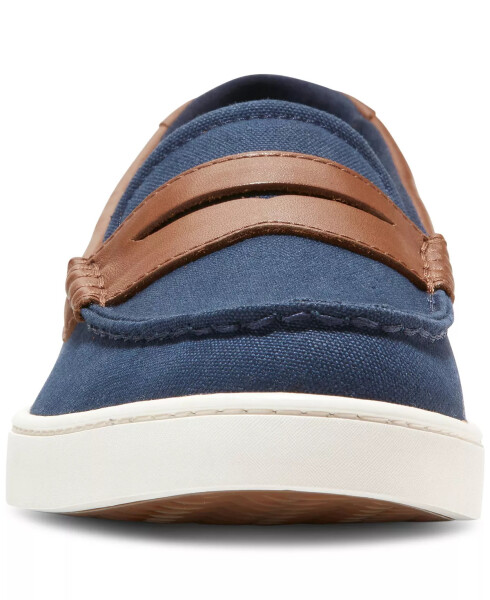 Erkaklar uchun Nantucket Slip-On Penny Loaferlari Navy Blazer Kanvas/ch British Tan/fil suyagi - 5