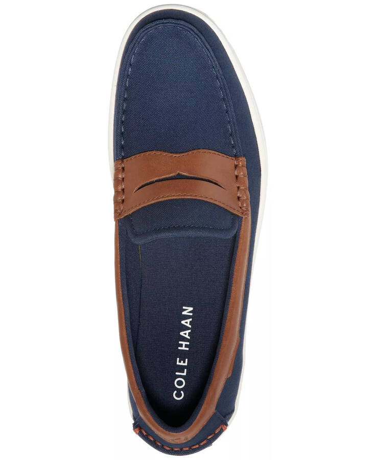 Erkaklar uchun Nantucket Slip-On Penny Loaferlari Navy Blazer Kanvas/ch British Tan/fil suyagi - 6