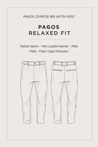 Erkaklar uchun Och Xaki Rangli Pagos Relaxed Fit Klassik Bel Shimlar A41Y3037 - 8