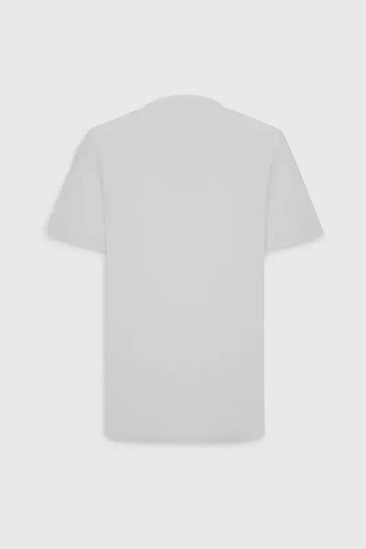 Erkaklar uchun oq 100% paxta Slim Fit tor kesimli bisiklet bo'yinli asosiy futbolka - 14