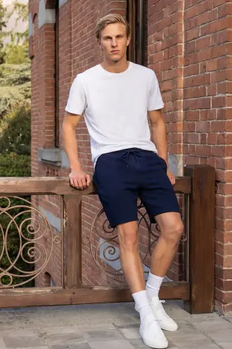 Erkaklar uchun oq 100% paxta Slim Fit tor kesimli bisiklet bo'yinli asosiy futbolka - 6