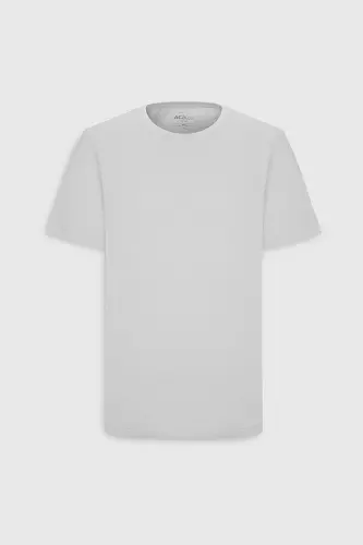Erkaklar uchun oq 100% paxta Slim Fit tor kesimli bisiklet bo'yinli asosiy futbolka - 18
