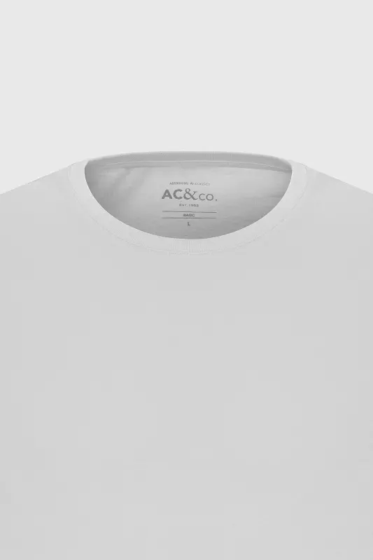 Erkaklar uchun oq 100% paxta Slim Fit tor kesimli bisiklet bo'yinli asosiy futbolka - 19