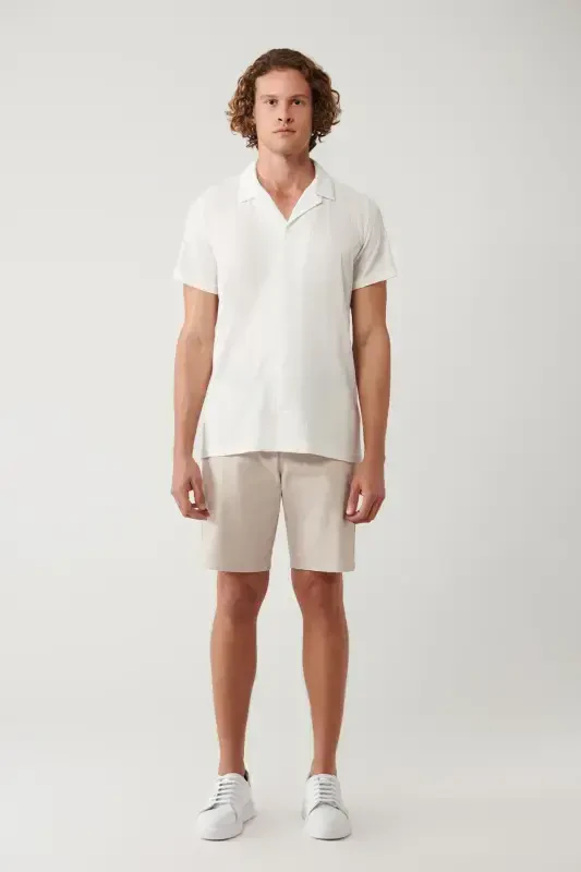 Erkaklar uchun oq ko'ylak Apaj yoqa to'qilgan jakkard Regular Fit A41y2027 - 6