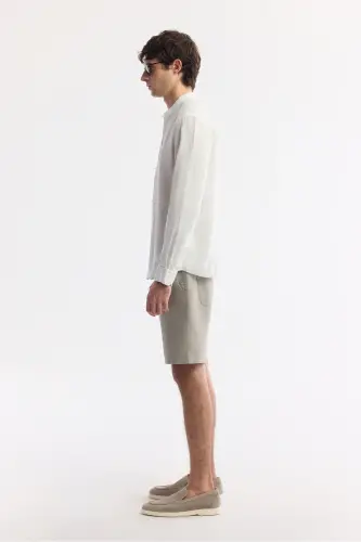 Erkaklar uchun oq ko'ylak, Xitoy yoqasi, 100% zig'ir, Regular Fit B002035 - 3