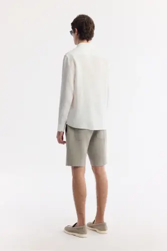 Erkaklar uchun oq ko'ylak, Xitoy yoqasi, 100% zig'ir, Regular Fit B002035 - 4