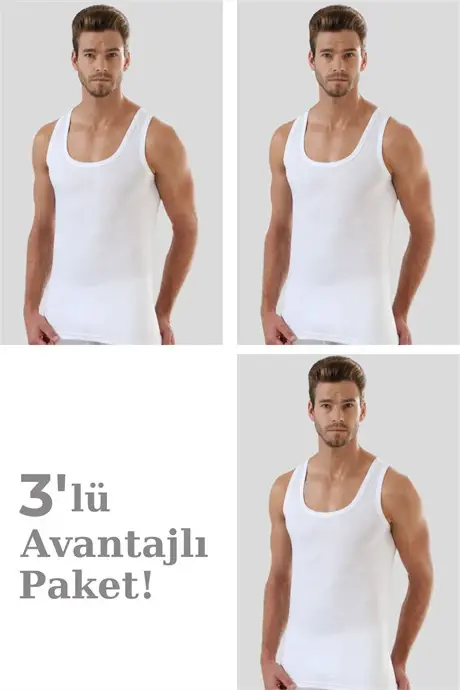 Erkaklar uchun oq paxtadan ishlab chiqarilgan ko'ylak. 3 dona to'plam - BÜYÜKBEDENIZ