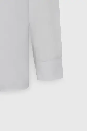 Erkaklar uchun oq rangli oson dazmollanadigan Slim Fit tor kesilgan klassik yoqali paxta ko'ylak - 15