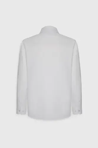 Erkaklar uchun oq rangli oson dazmollanadigan Slim Fit tor kesilgan klassik yoqali paxta ko'ylak - 16